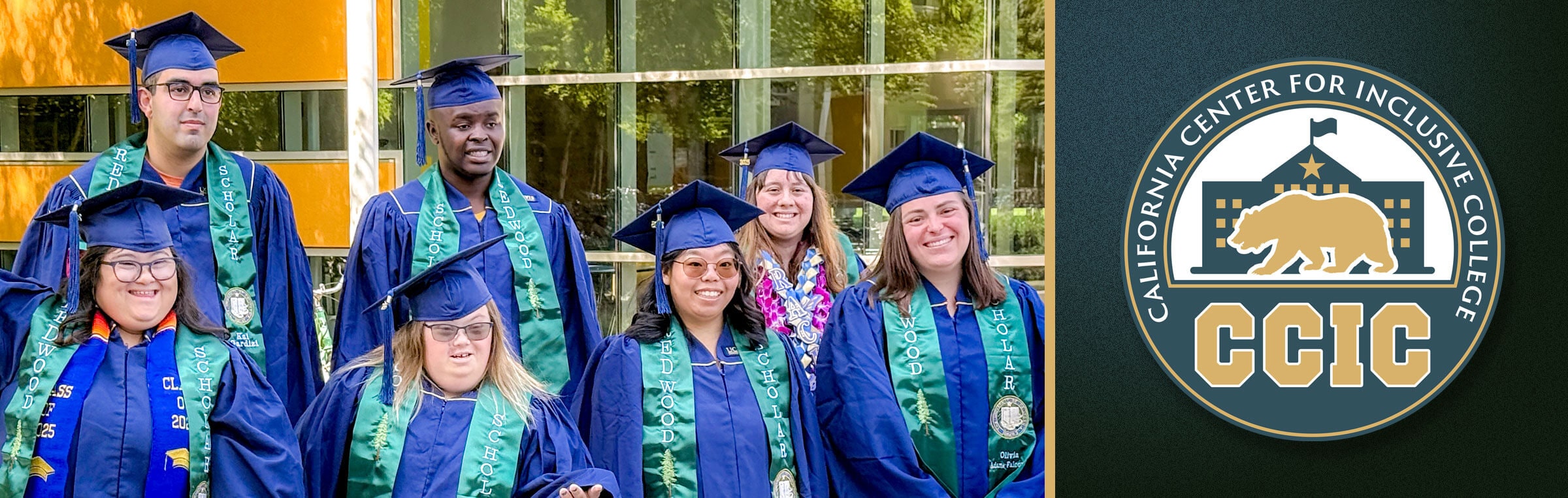 A group of young people with varying disabilities celebrate the milestone of graduation